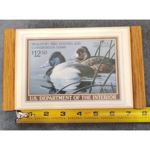 Vtg US Dept Of Interior & Agriculture Bird Duck Stamp Theme Wooden Napkin Holder - Picture 13 of 15